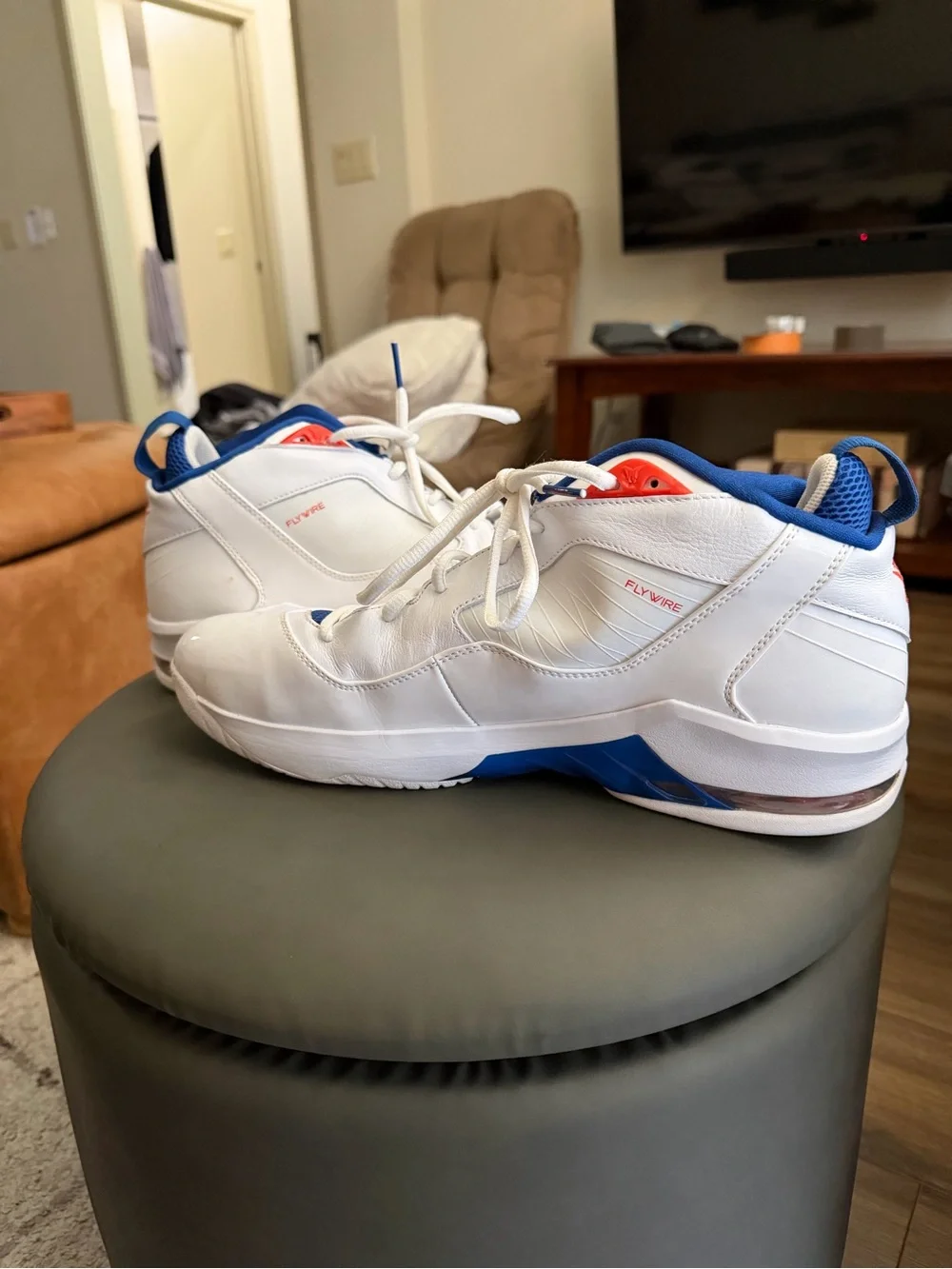 Jordan Melo M8 Knicks Home White/Blue/Orange Size 14